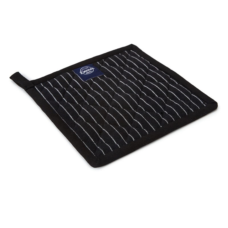 Encasa XO 8 inches Oven Microwave Potholders (2 pc Set) for Kitchen Cooking & Baking - Heat Resistant, Thick & Safe, Protection of Hands from Hot Utensils - Butcher Stripes Black - Image 3